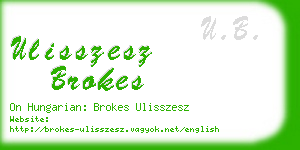 ulisszesz brokes business card